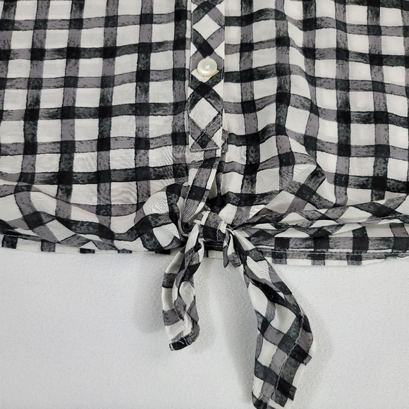 J Jill Silk Blend Button Front Sleeveless Front Tie Top Sz M - Picture 3 of 11